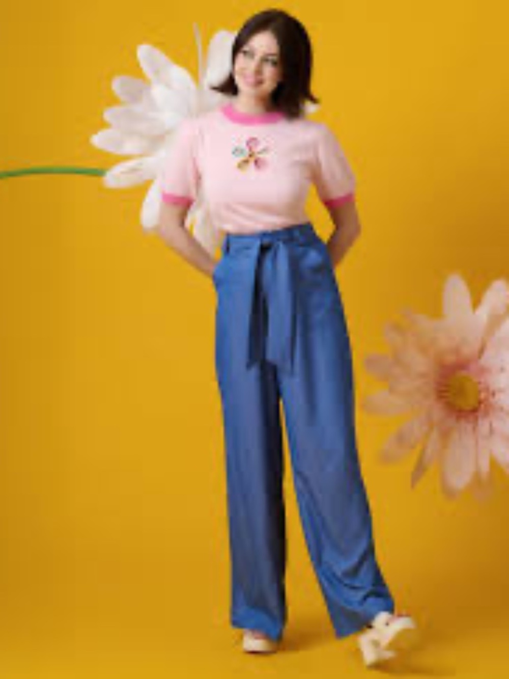 Unique Vintage 1950 Wide leg soft chambray trousers